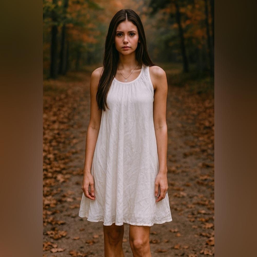Women’s beautiful white gauzy summer sleeveless double layers dress loft xs